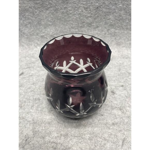 Lady Anne Amethyst GORHAM CRYSTAL Set of 2 Cut to Clear Votive Candle Holders - Picture 4 of 10